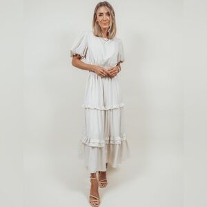 Shop Stevie Bodhi Satin Ruffle Dress